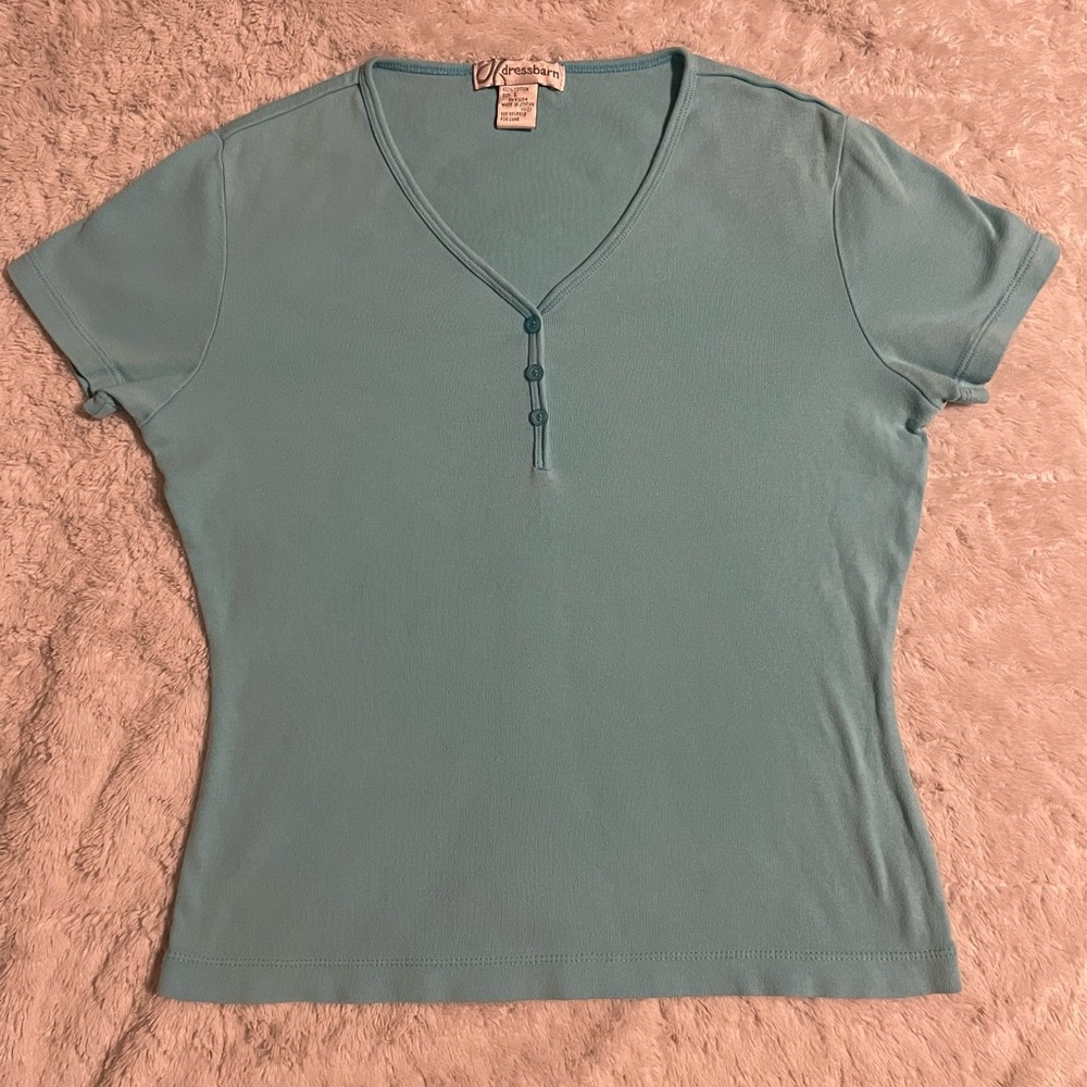 Dressbarn 100% Cotton Henley Tee Shirt